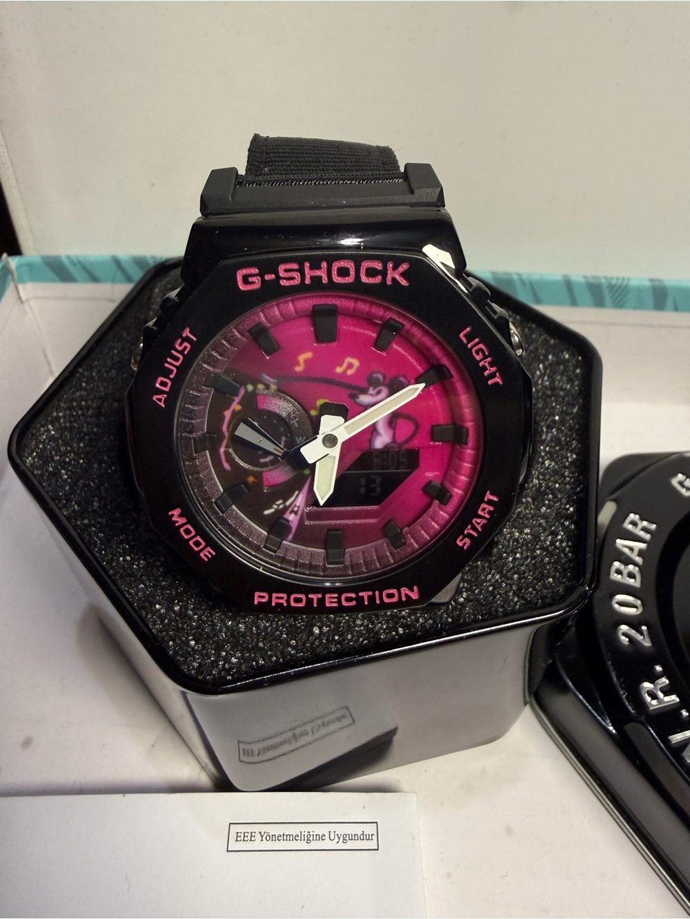 Casio G-SHOCK Men's Dual Display Watch - Pink and Black